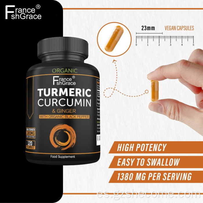 Curcumina de cúrcuma Cápsulas de curcumina de extracto de pimienta negra